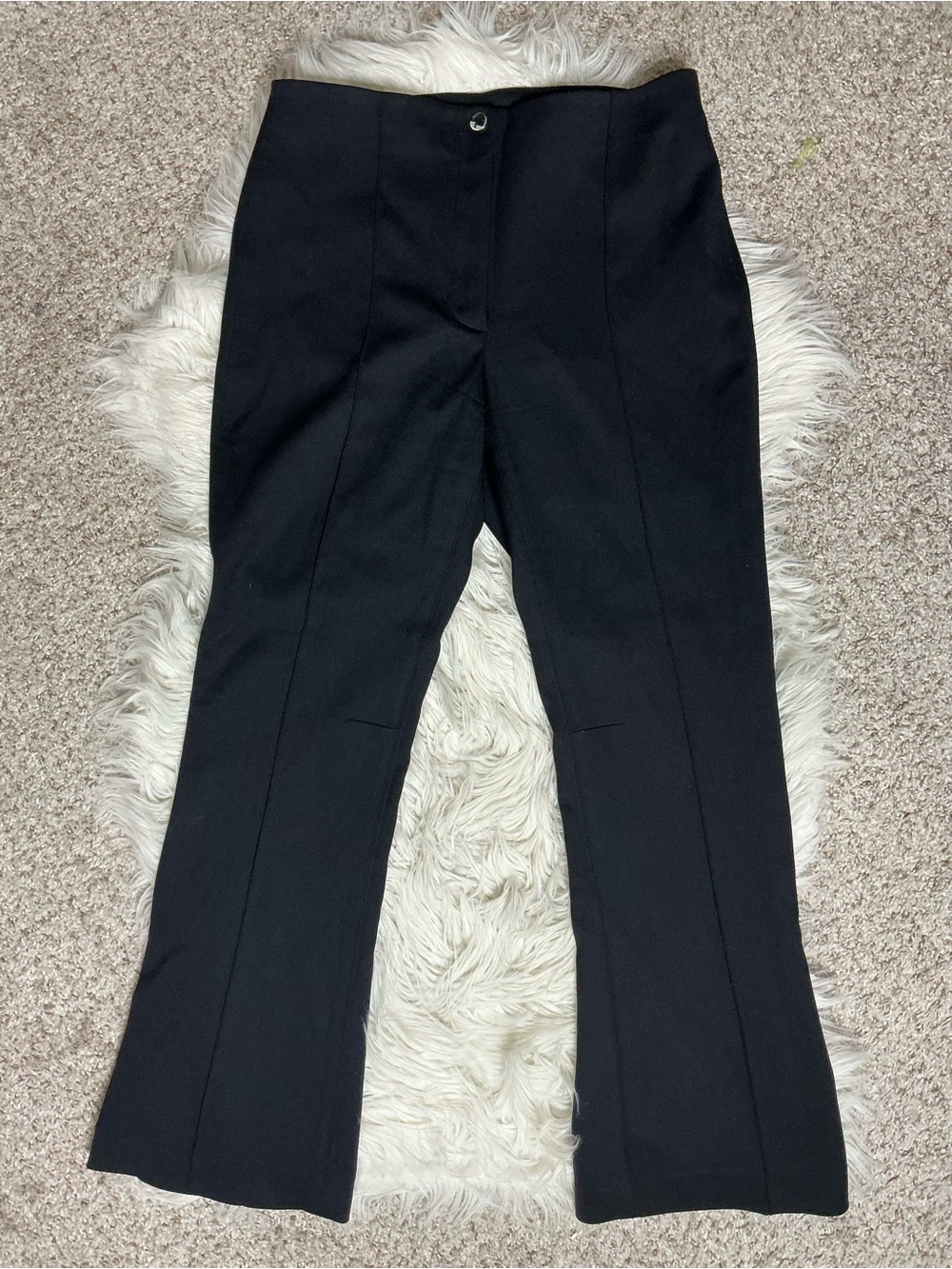 Helmut Lang Black Wool Blend Boot-Cut Trousers Sz 6